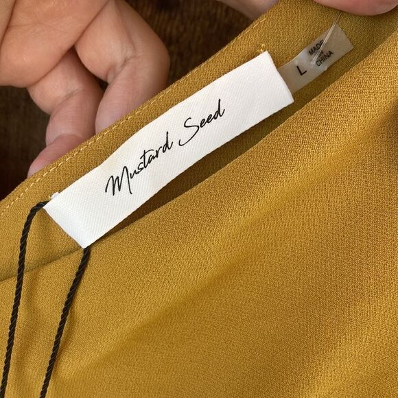 Mustard Seed Yellow Goldenrod V-neck Popover Tie Front Wide Leg Jumpsuit - Picture 7 of 11